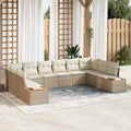 vidaXL Zestaw Sof na Ogród z poduszką 10 pcs Beżowy Polirattan