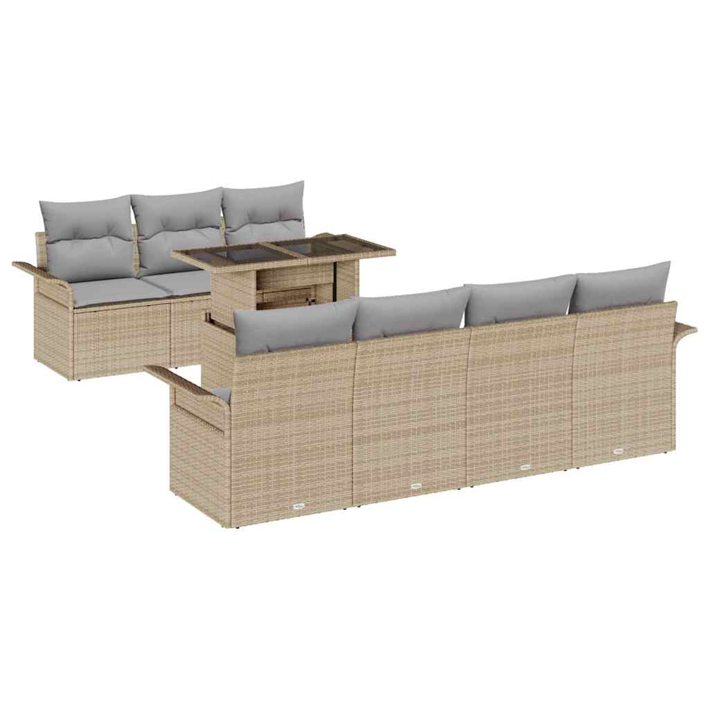 vidaXL Zestaw Sof na Ogród z poduszką 8 pcs Beżowy polirattan