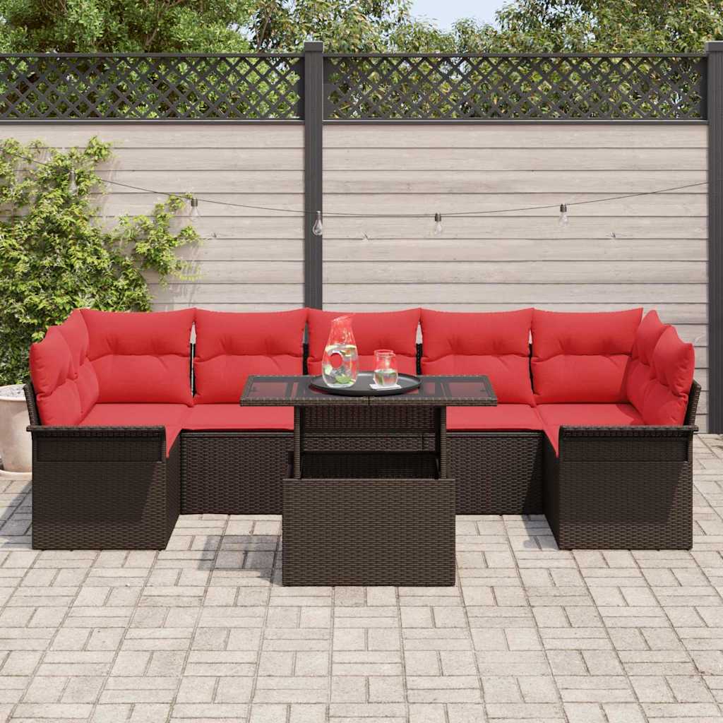 vidaXL Zestaw Sof na Ogród z poduszką 8 pcs Brązowy polirattan