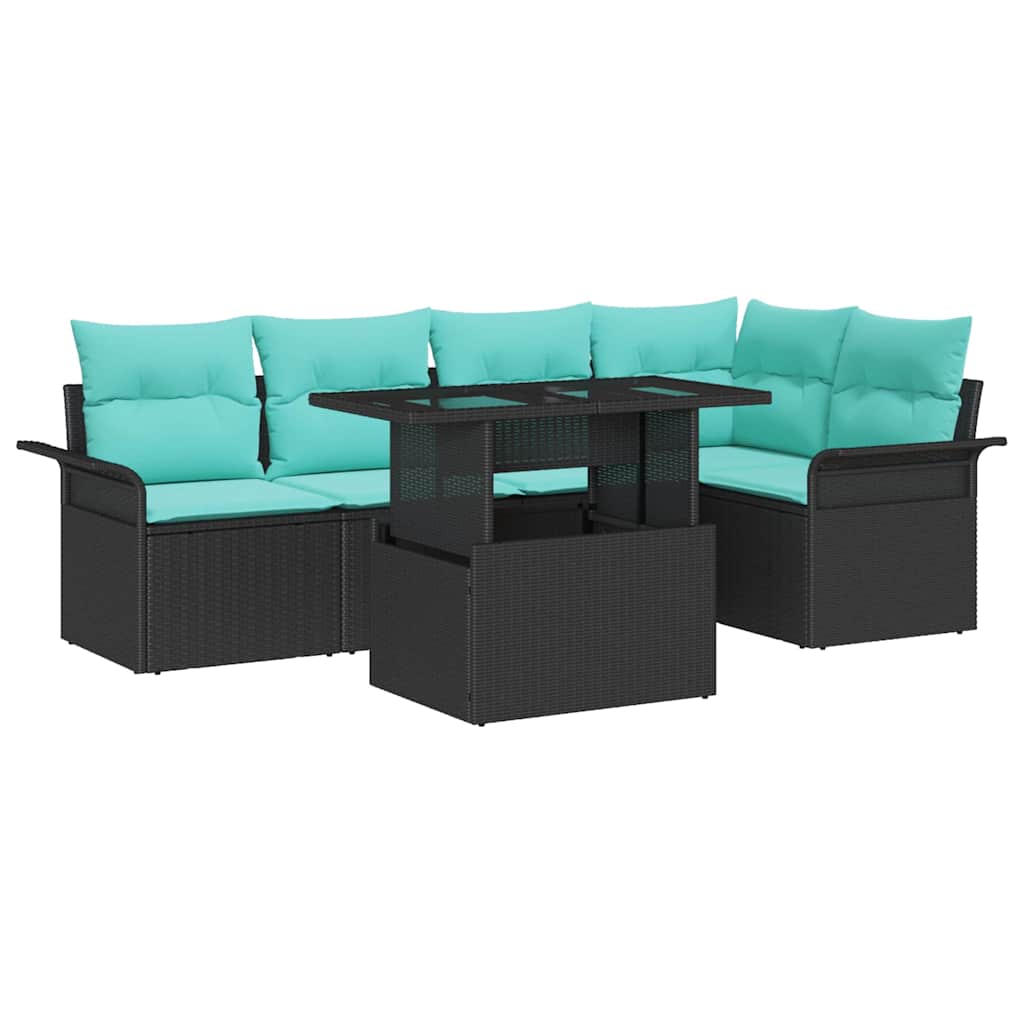vidaXL Zestaw Sof na Ogród z poduszką 6 pcs Czarny Polirattan
