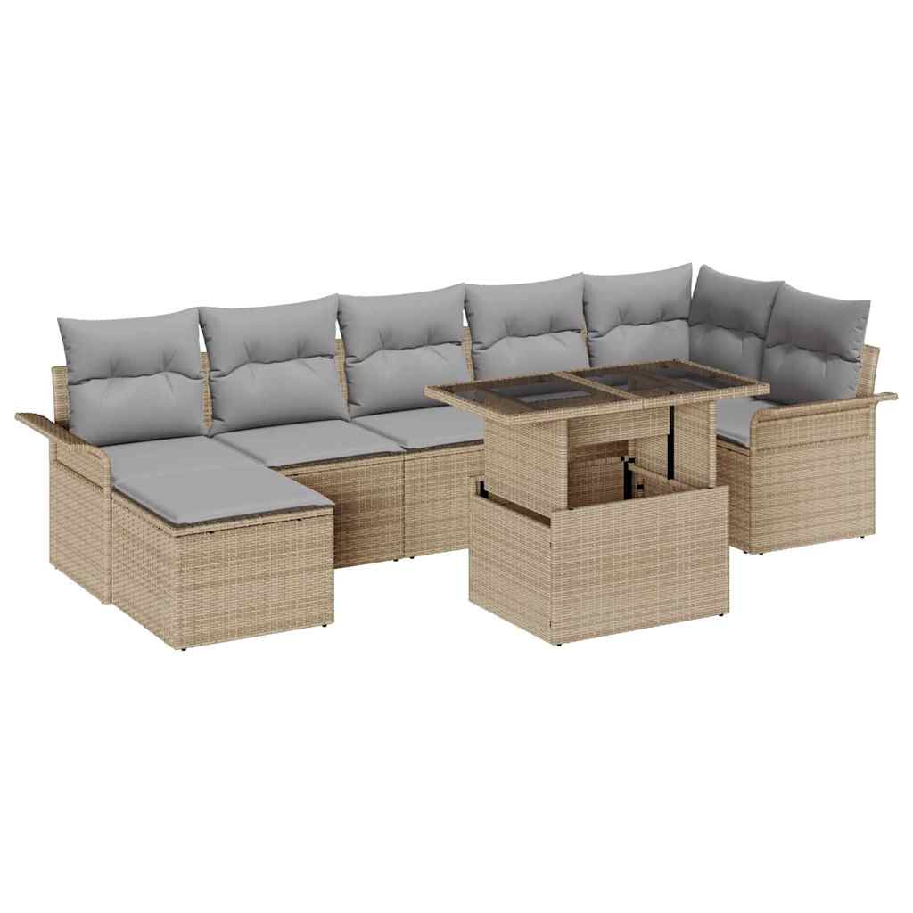 vidaXL Zestaw Sof na Ogród z poduszką 8 pcs Beżowy Polirattan