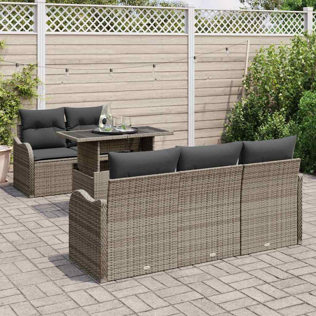 vidaXL Zestaw Sof na Ogród z poduszką 6 pcs Szary polirattan