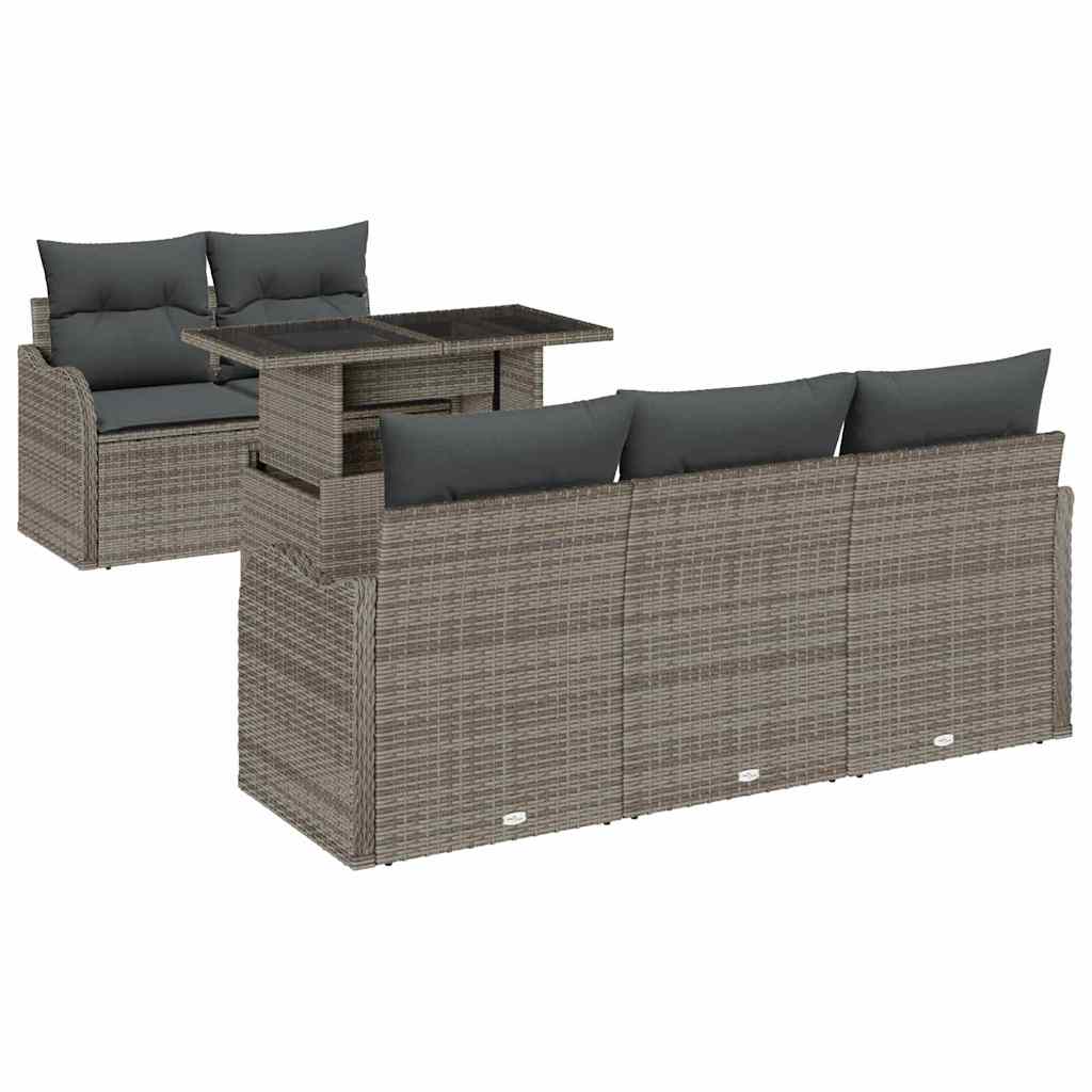 vidaXL Zestaw Sof na Ogród z poduszką 6 pcs Szary polirattan