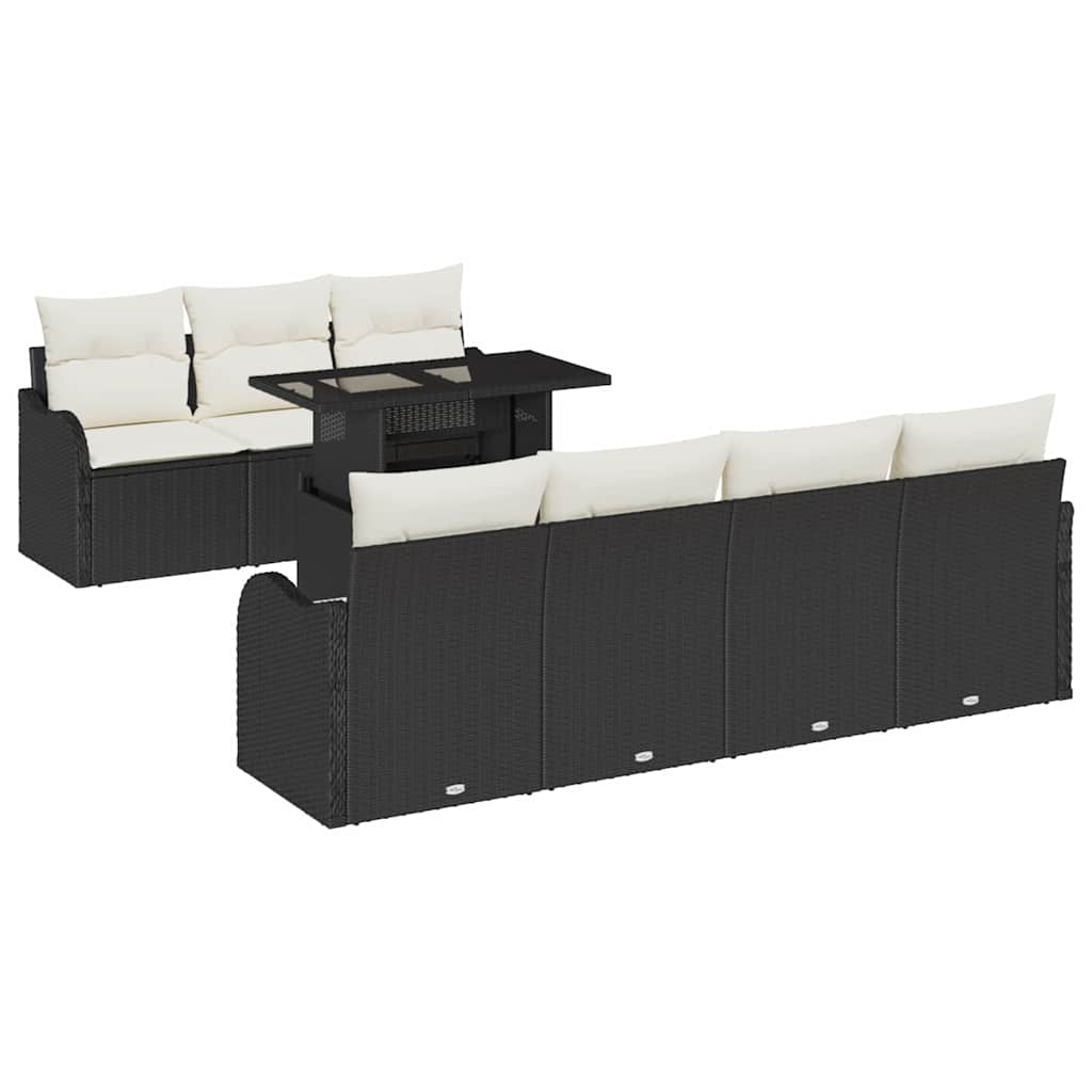 vidaXL Zestaw Sof na Ogród z poduszką 8 pcs Czarny Polirattan