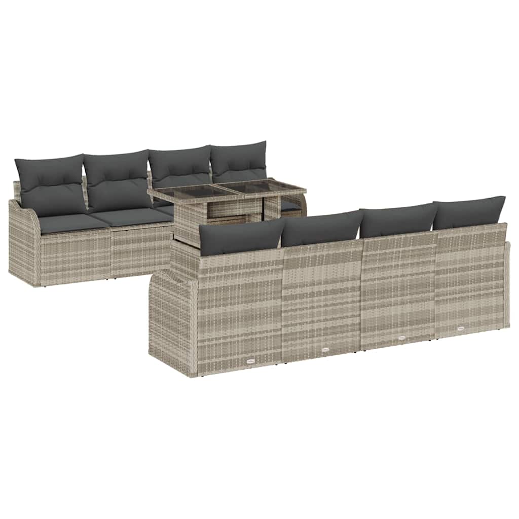 vidaXL Zestaw Sof na Ogród z poduszką 7 pcs Jasnoszary polirattan