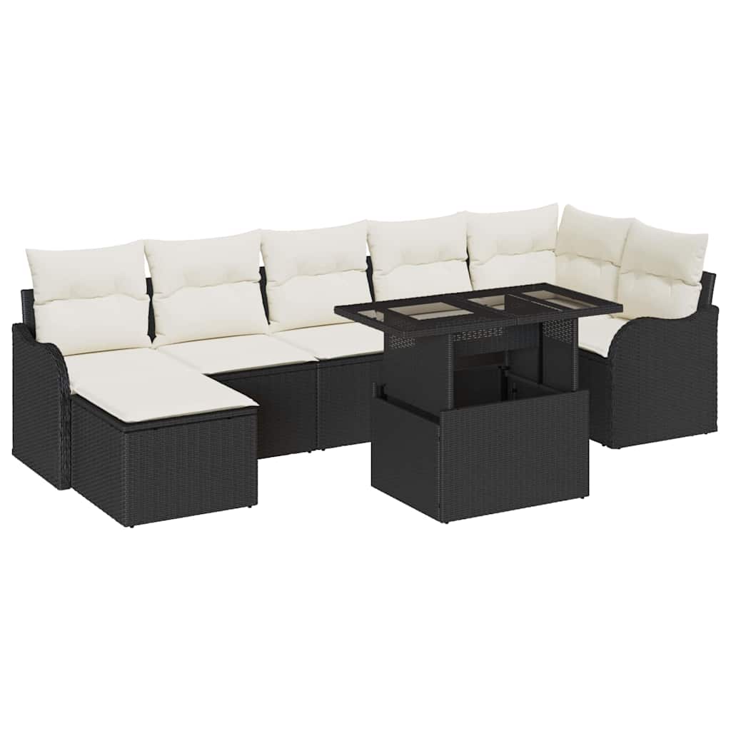 vidaXL Zestaw Sof na Ogród z poduszką 8 pcs Czarny Polirattan