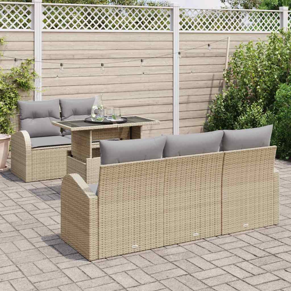 vidaXL Zestaw Sof na Ogród z poduszką 6 pcs Beżowy polirattan