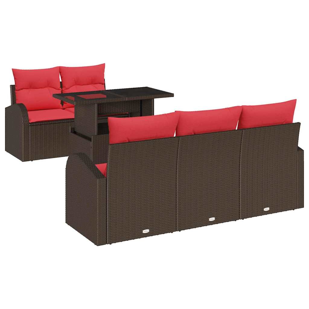 vidaXL Zestaw Sof na Ogród z poduszką 6 pcs Brązowy polirattan