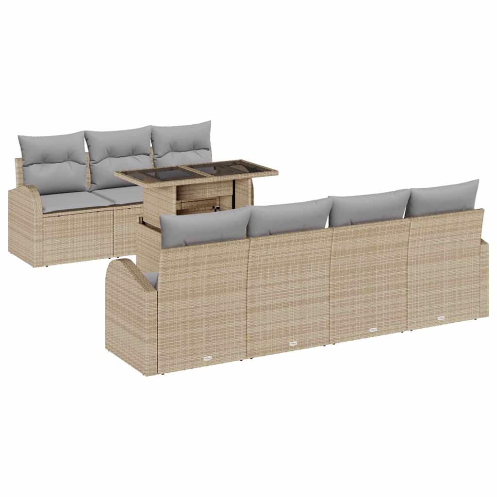 vidaXL Zestaw Sof na Ogród z poduszką 8 pcs Beżowy Polirattan
