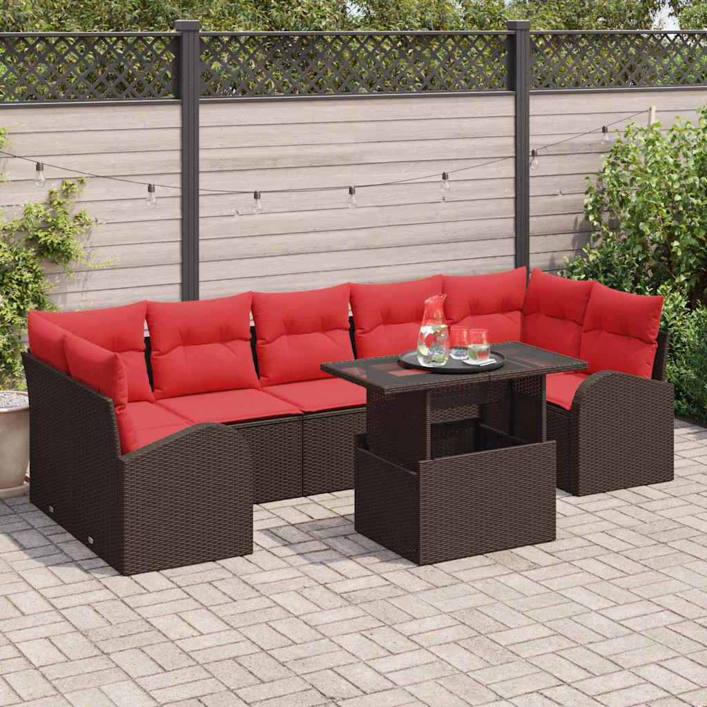 vidaXL Zestaw Sof na Ogród z przechowywaniem 8 pcs Brązowy polirattan