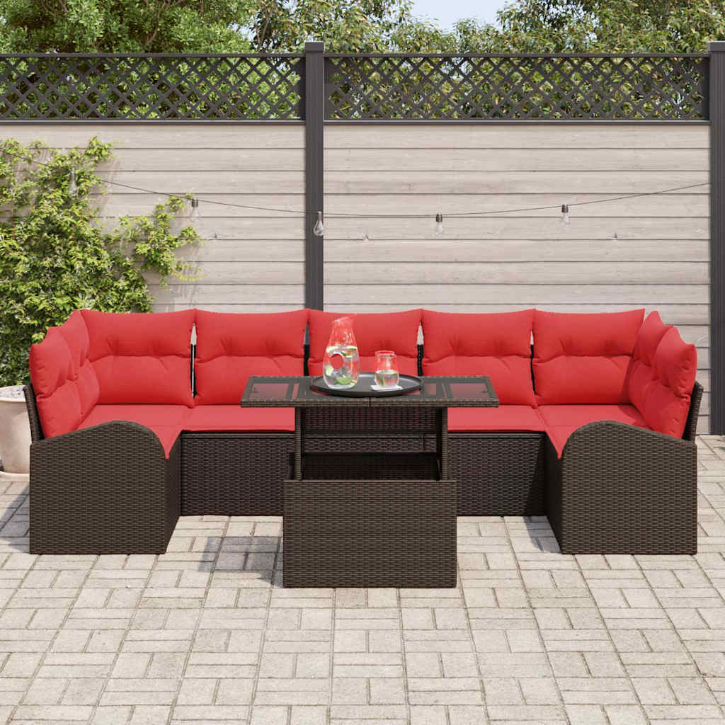 vidaXL Zestaw Sof na Ogród z przechowywaniem 8 pcs Brązowy polirattan