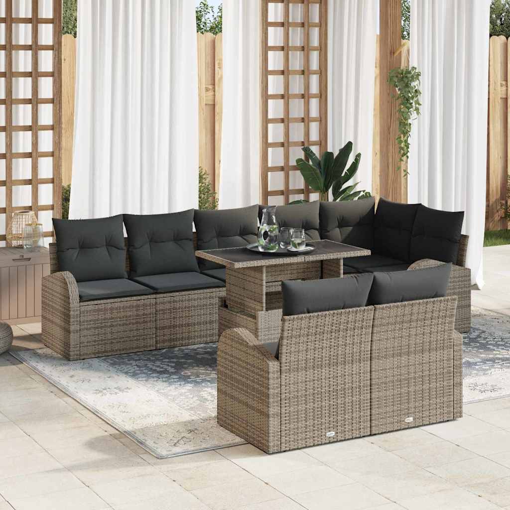 vidaXL Zestaw Sof na Ogród z przechowywaniem 9 pcs Szary polirattan