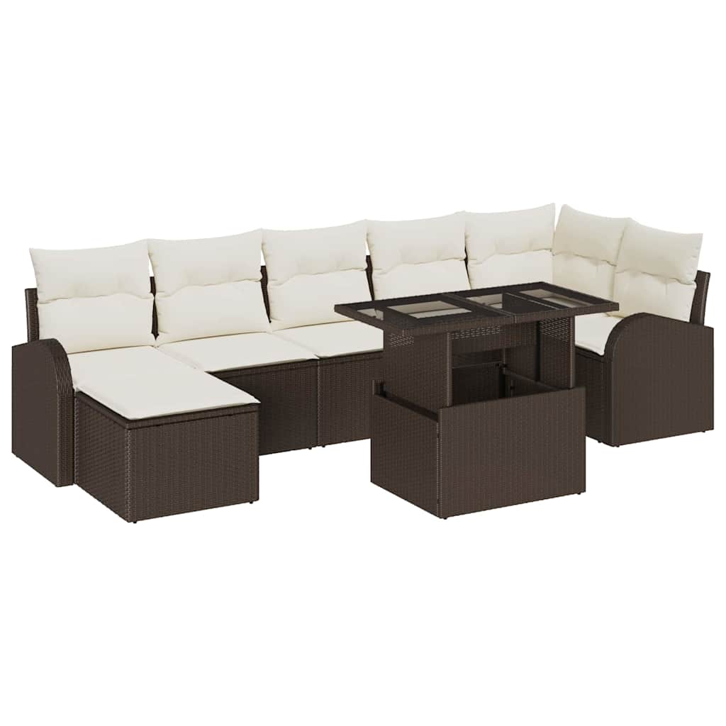 vidaXL Zestaw Sof na Ogród z poduszką 8 pcs Brązowy i kremowy