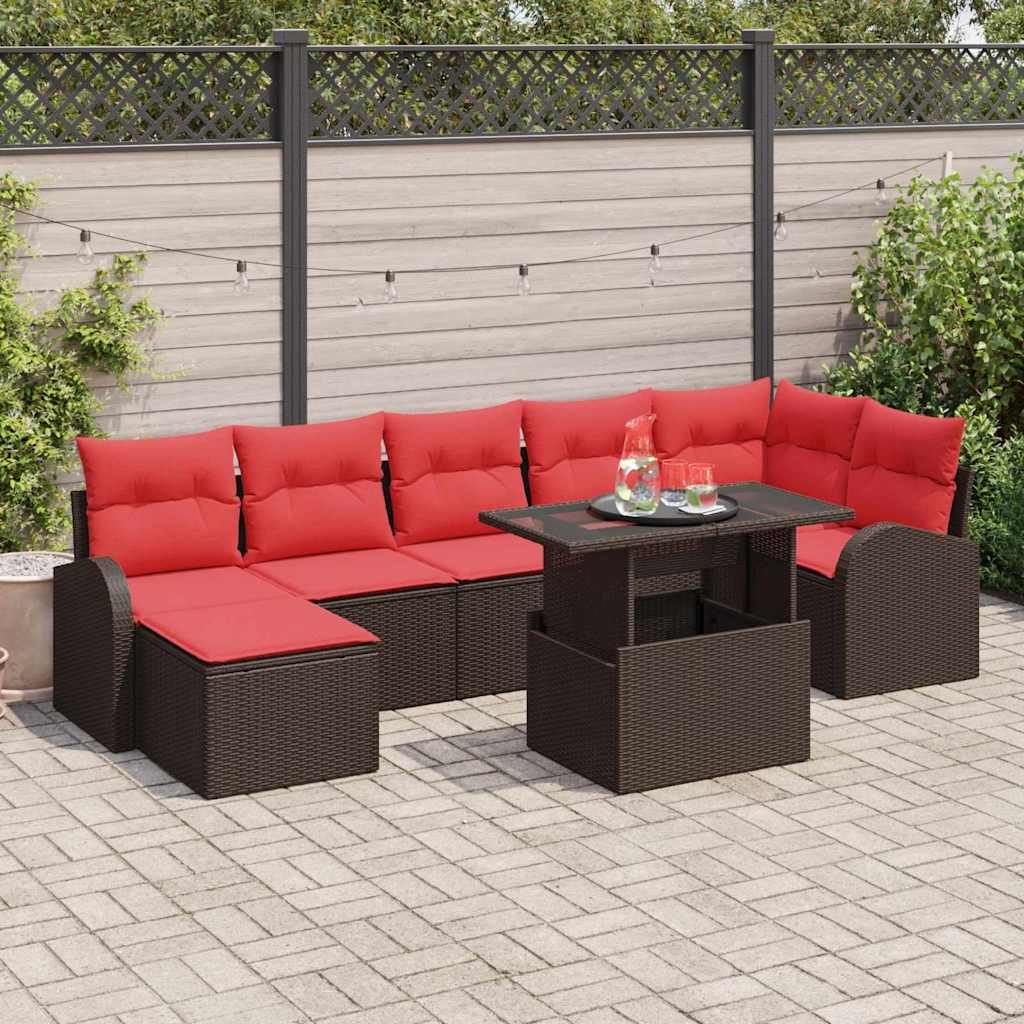vidaXL Zestaw Sof na Ogród z poduszką 8 pcs Brązowy i czerwony