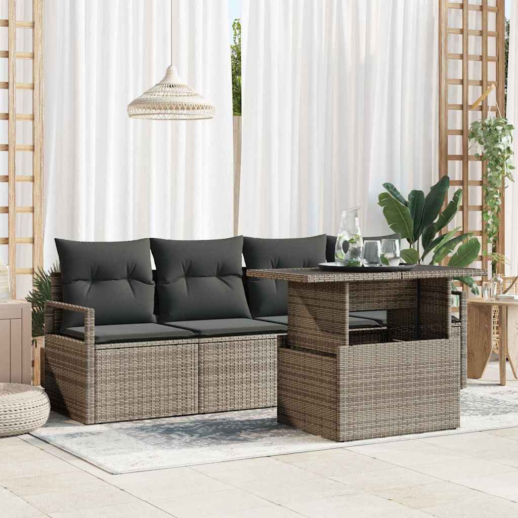 vidaXL Zestaw Sof na Ogród z przechowywaniem 5 pcs Szary polirattan