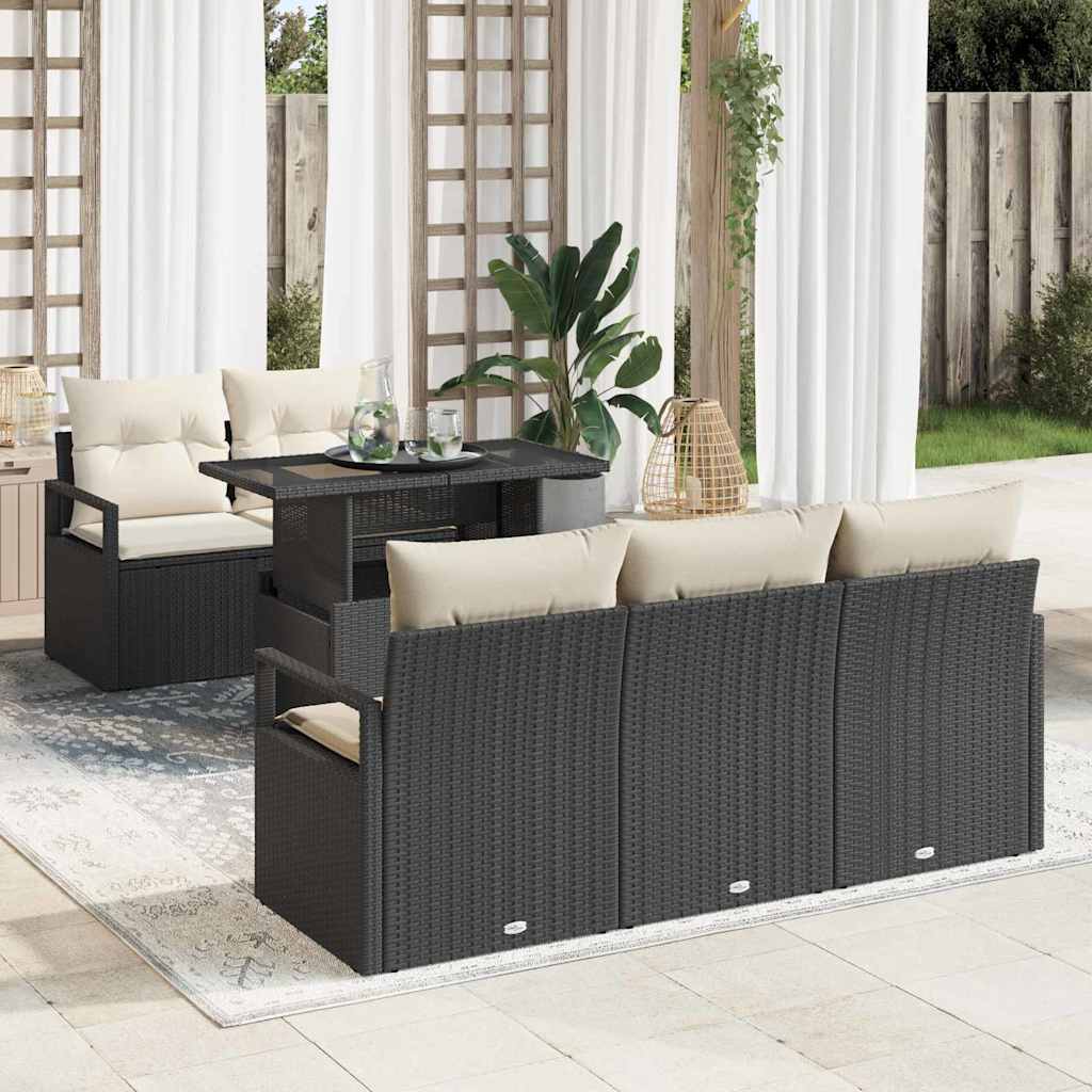 vidaXL Zestaw Sof na Ogród z przechowywaniem 6 pcs Czarny polirattan