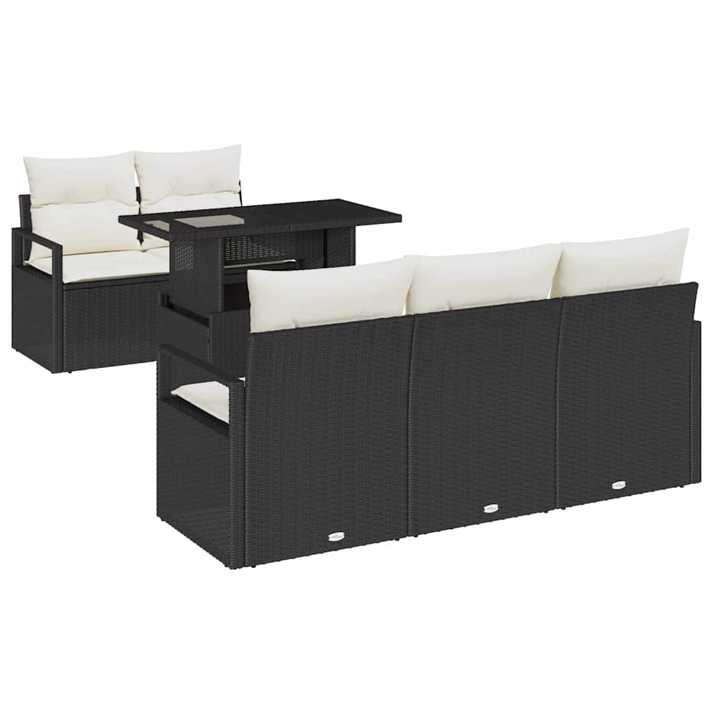 vidaXL Zestaw Sof na Ogród z przechowywaniem 6 pcs Czarny polirattan