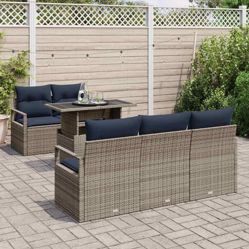 vidaXL Zestaw Sof na Ogród z przechowywaniem 6 pcs Szary polirattan