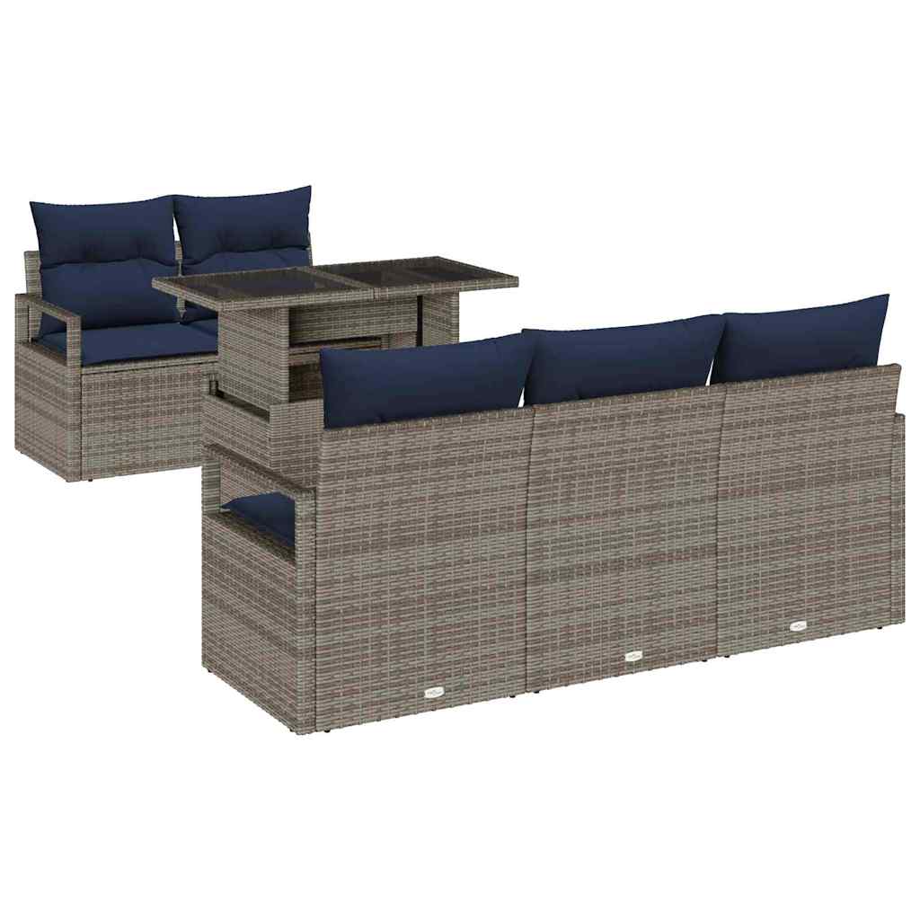 vidaXL Zestaw Sof na Ogród z przechowywaniem 6 pcs Szary polirattan