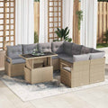 vidaXL Zestaw Sof na Ogród 9 pcs Beżowy i jasnoszary polirattan