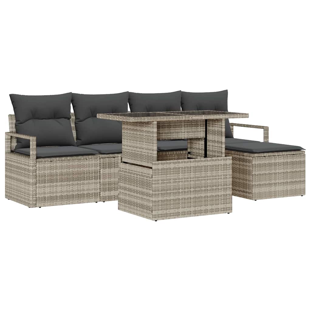 vidaXL Zestaw Sof na Ogród z poduszką 6 pcs Jasnoszary