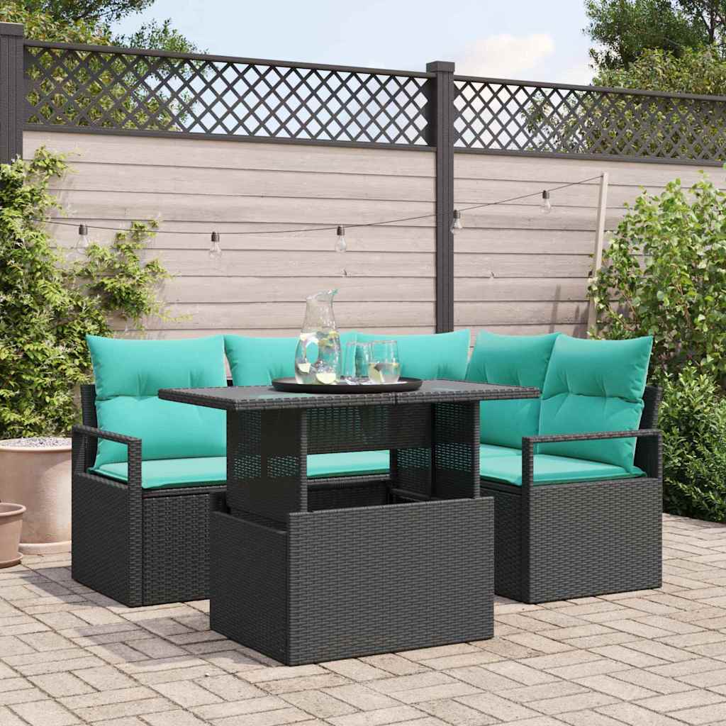 vidaXL Zestaw Sof na Ogród 5 pcs czanro-niebieski polirattan