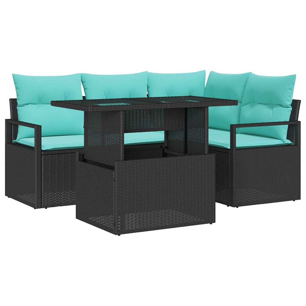 vidaXL Zestaw Sof na Ogród 5 pcs czanro-niebieski polirattan