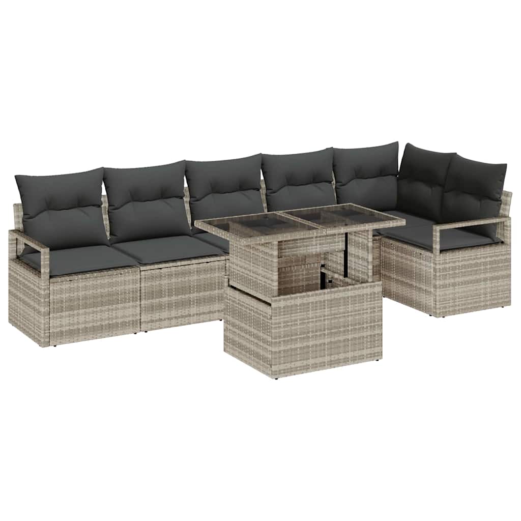 vidaXL Zestaw Sof na Ogród 7 pcs Jasnoszary polirattan