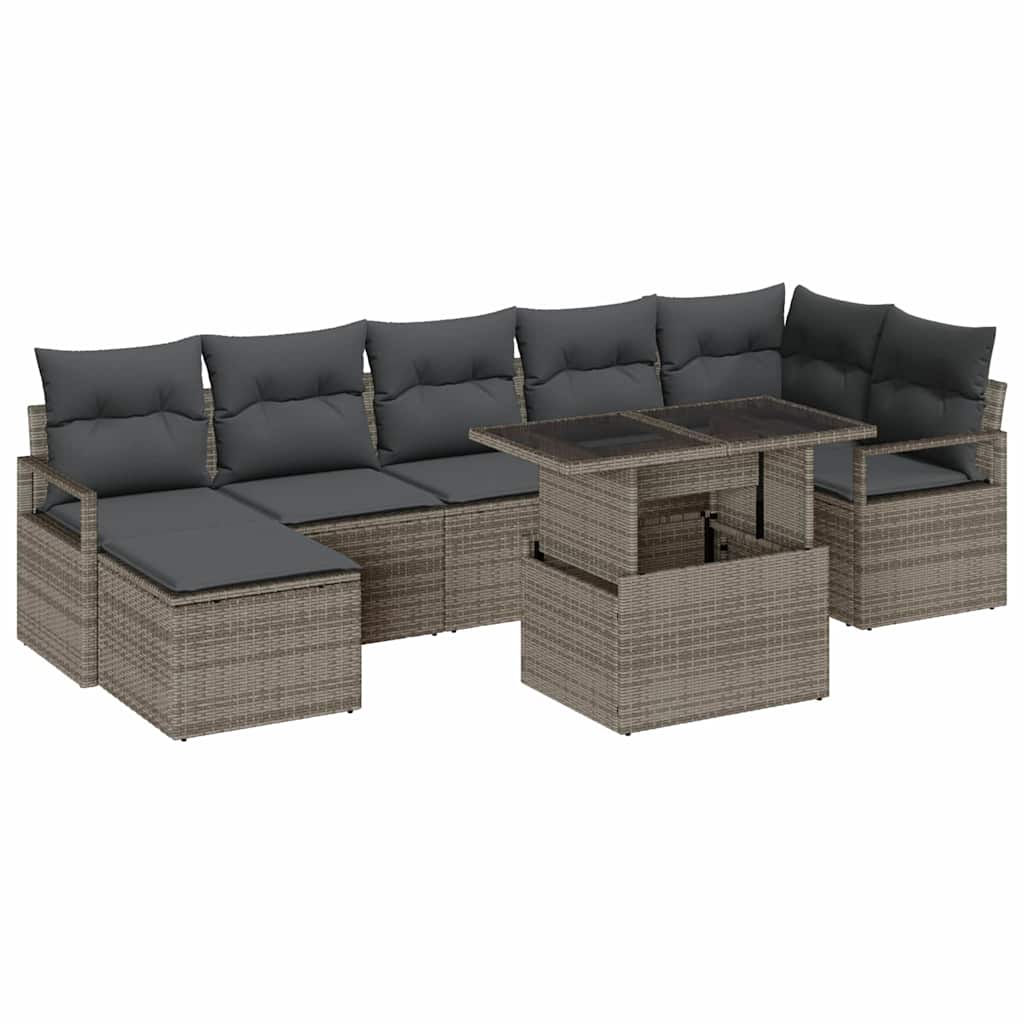 vidaXL Zestaw Sof na Ogród z poduszką 8 pcs Szary