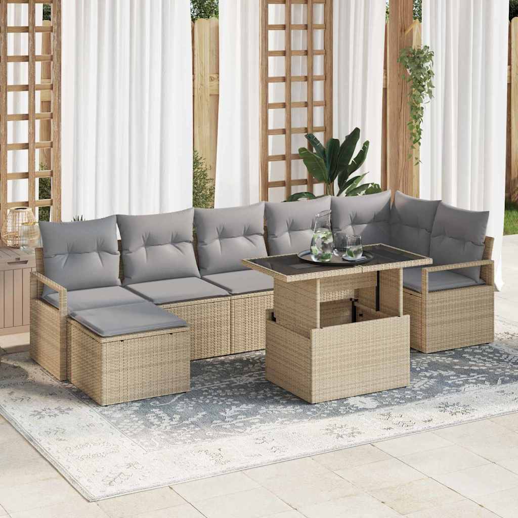 vidaXL Zestaw Sof na Ogród z poduszką 8 pcs beżowo-jasnoszary