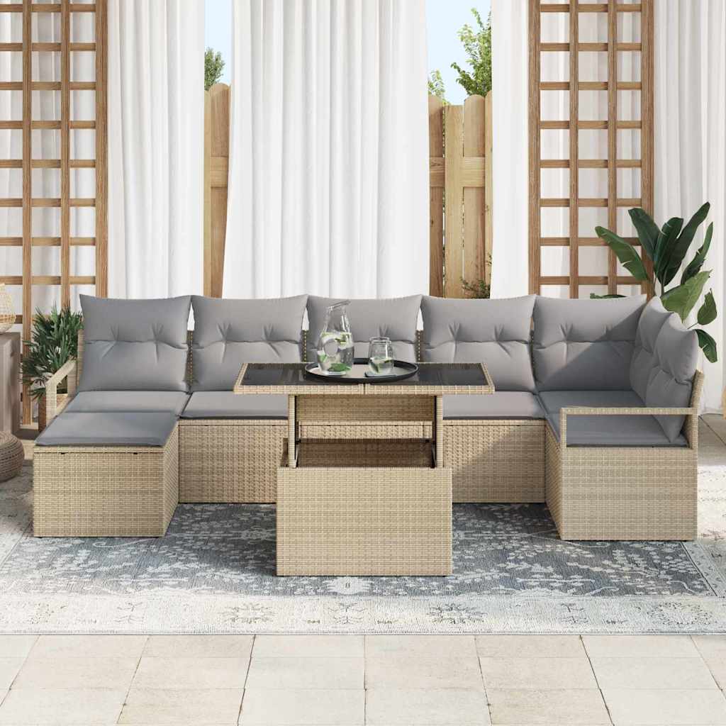 vidaXL Zestaw Sof na Ogród z poduszką 8 pcs beżowo-jasnoszary