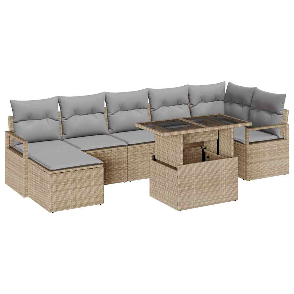 vidaXL Zestaw Sof na Ogród z poduszką 8 pcs beżowo-jasnoszary