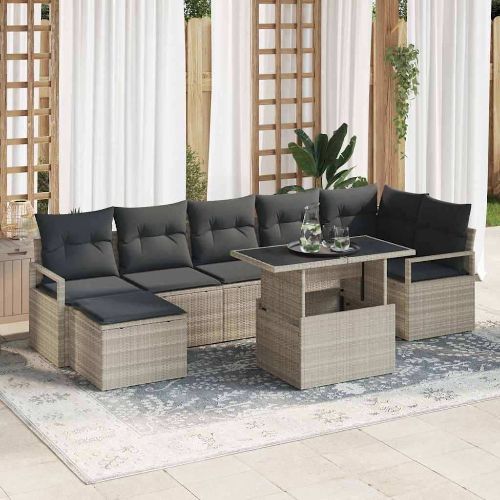vidaXL Zestaw Sof na Ogród z poduszką 8 pcs Jasnoszary