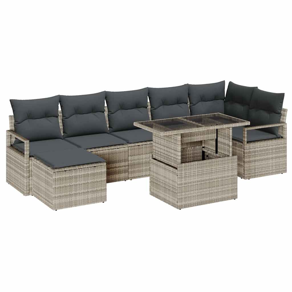 vidaXL Zestaw Sof na Ogród z poduszką 8 pcs Jasnoszary