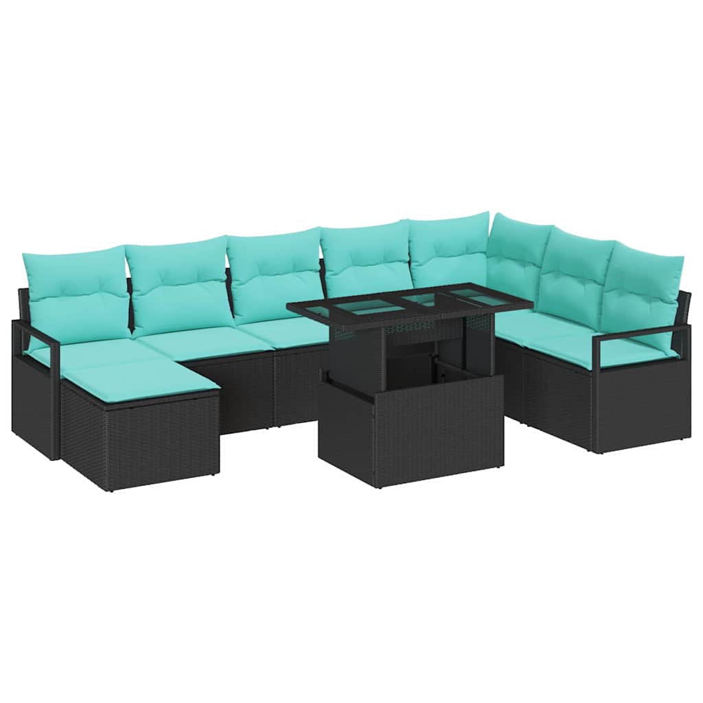 vidaXL Zestaw Sof na Ogród z poduszką 9 pcs czanro-niebieski