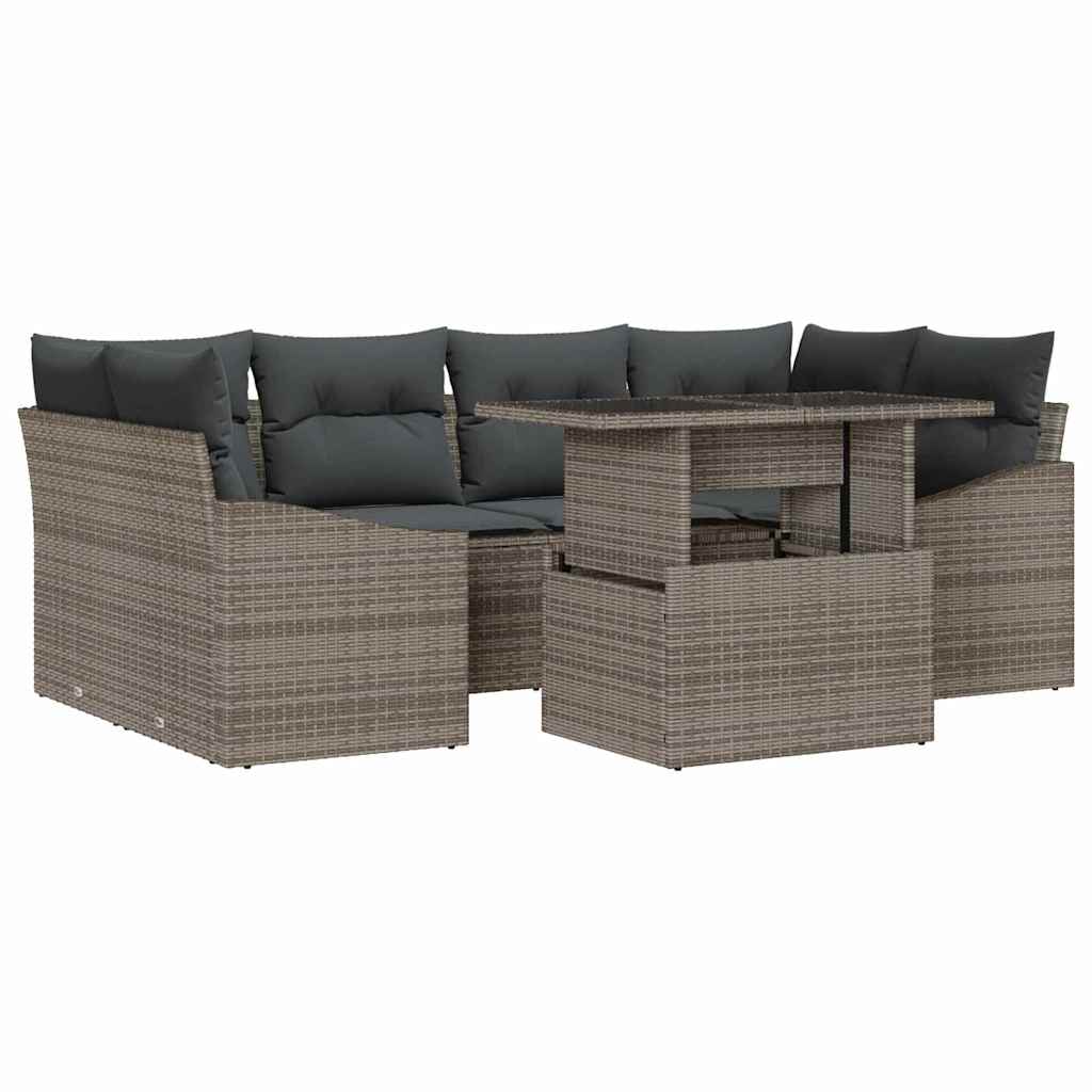 vidaXL Zestaw Sof na Ogród z przechowywaniem 7 pcs Szary polirattan