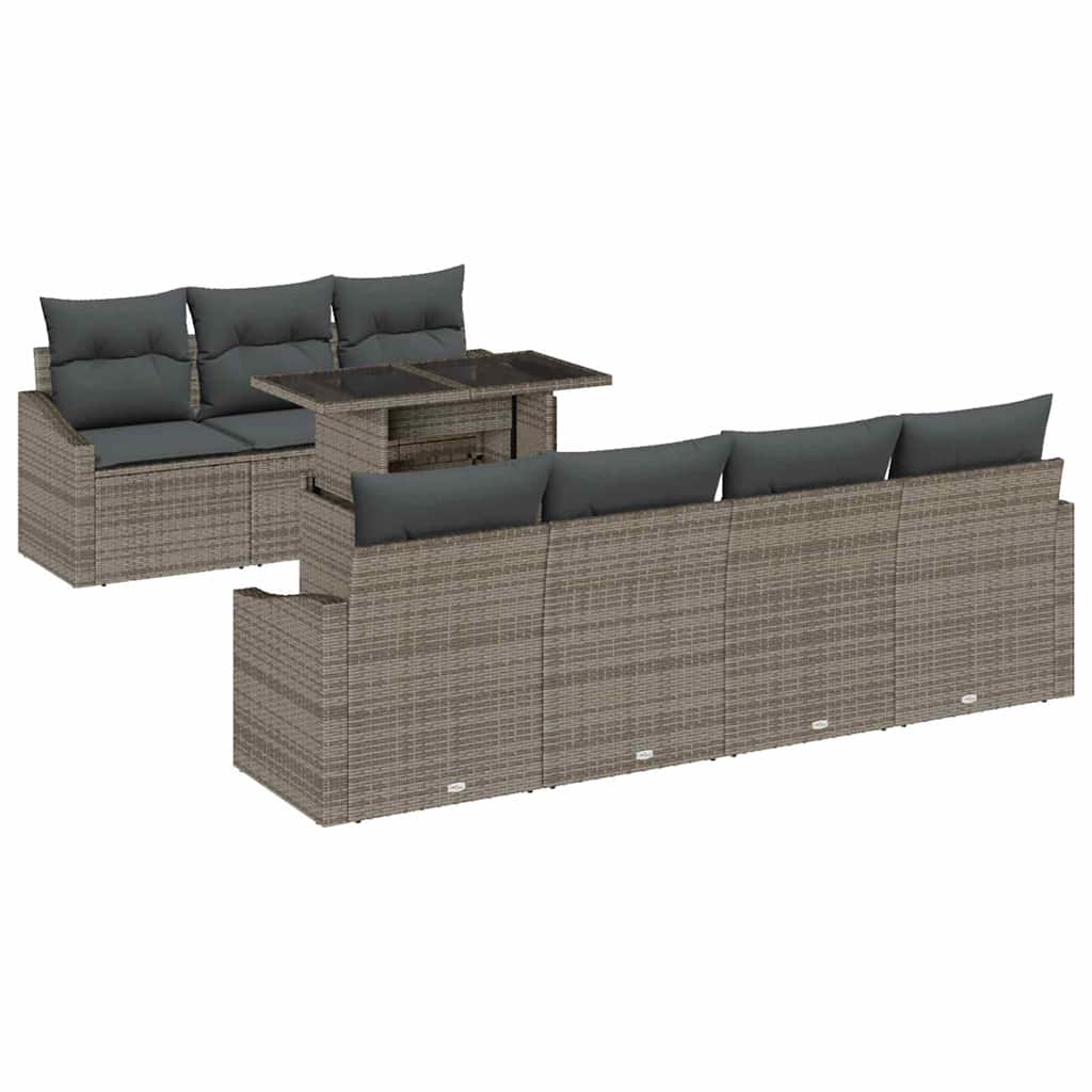 vidaXL Zestaw Sof na Ogród z poduszką 8 pcs Szary polirattan