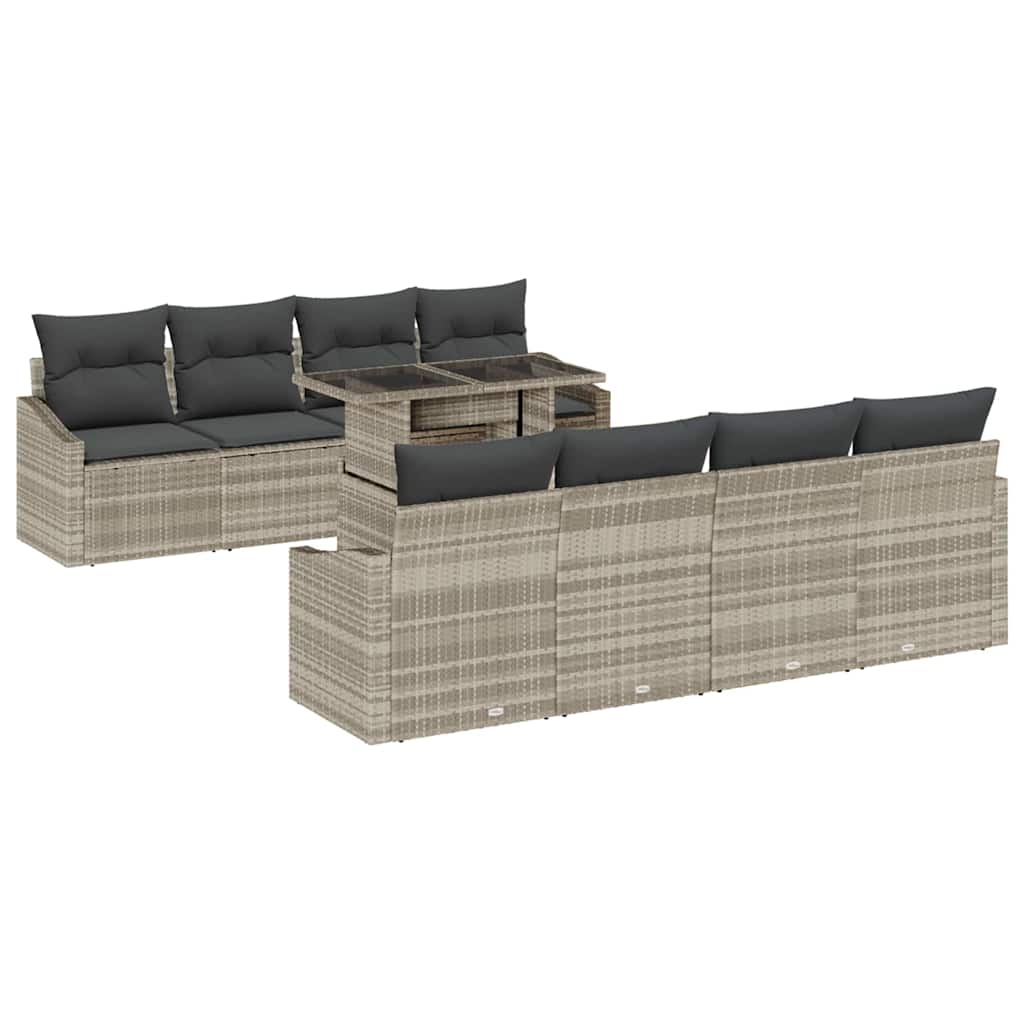 vidaXL Zestaw Sof na Ogród z poduszką 7 pcs Jasnoszary polirattan