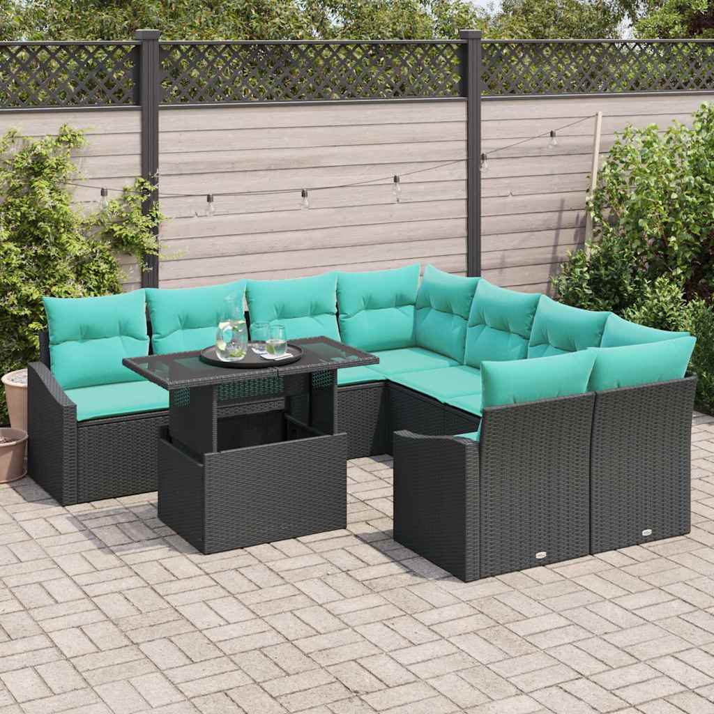 vidaXL Zestaw Sof na Ogród 9 pcs czanro-niebieski polirattan