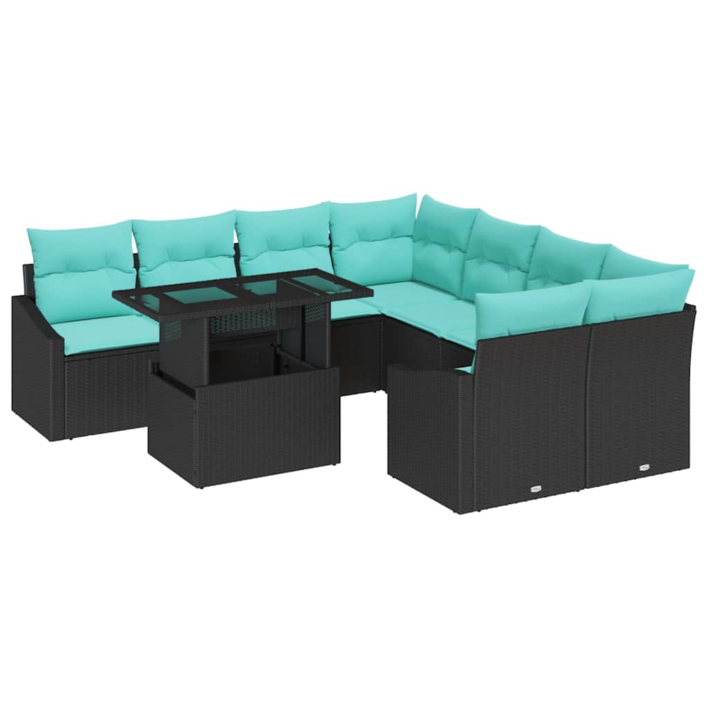 vidaXL Zestaw Sof na Ogród 9 pcs czanro-niebieski polirattan