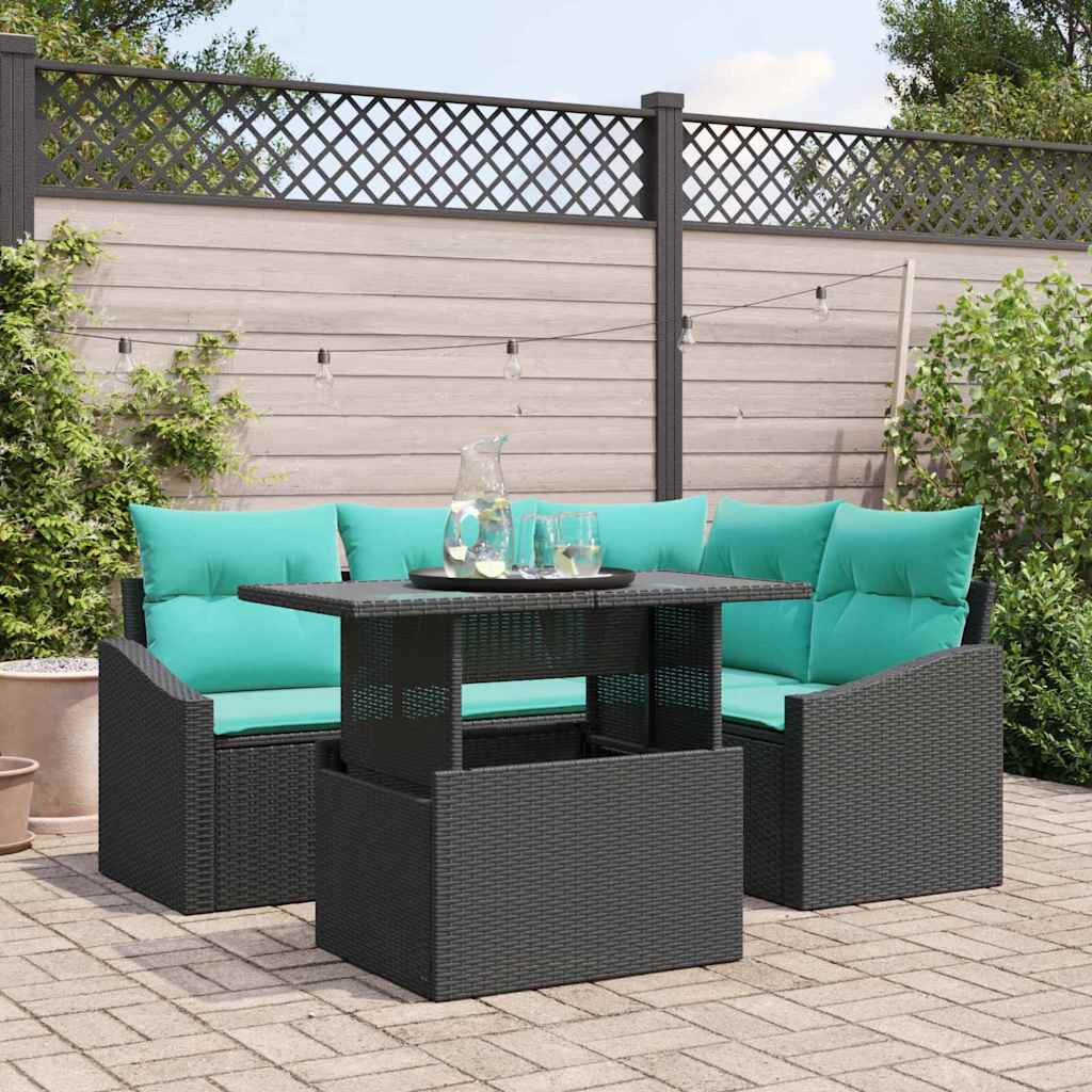 vidaXL Zestaw Sof na Ogród z poduszką 5 pcs czanro-niebieski