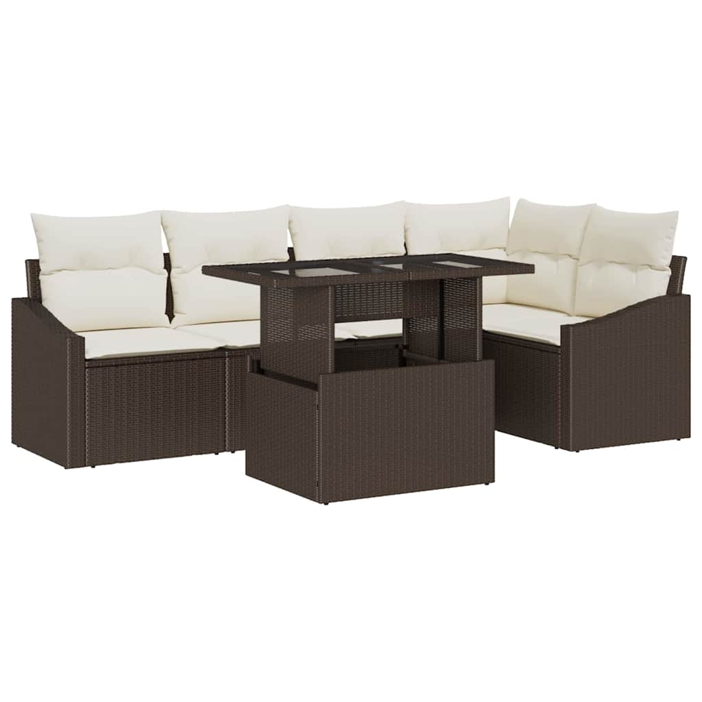 vidaXL Zestaw Sof na Ogród z poduszką 6 pcs Brązowy i kremowy