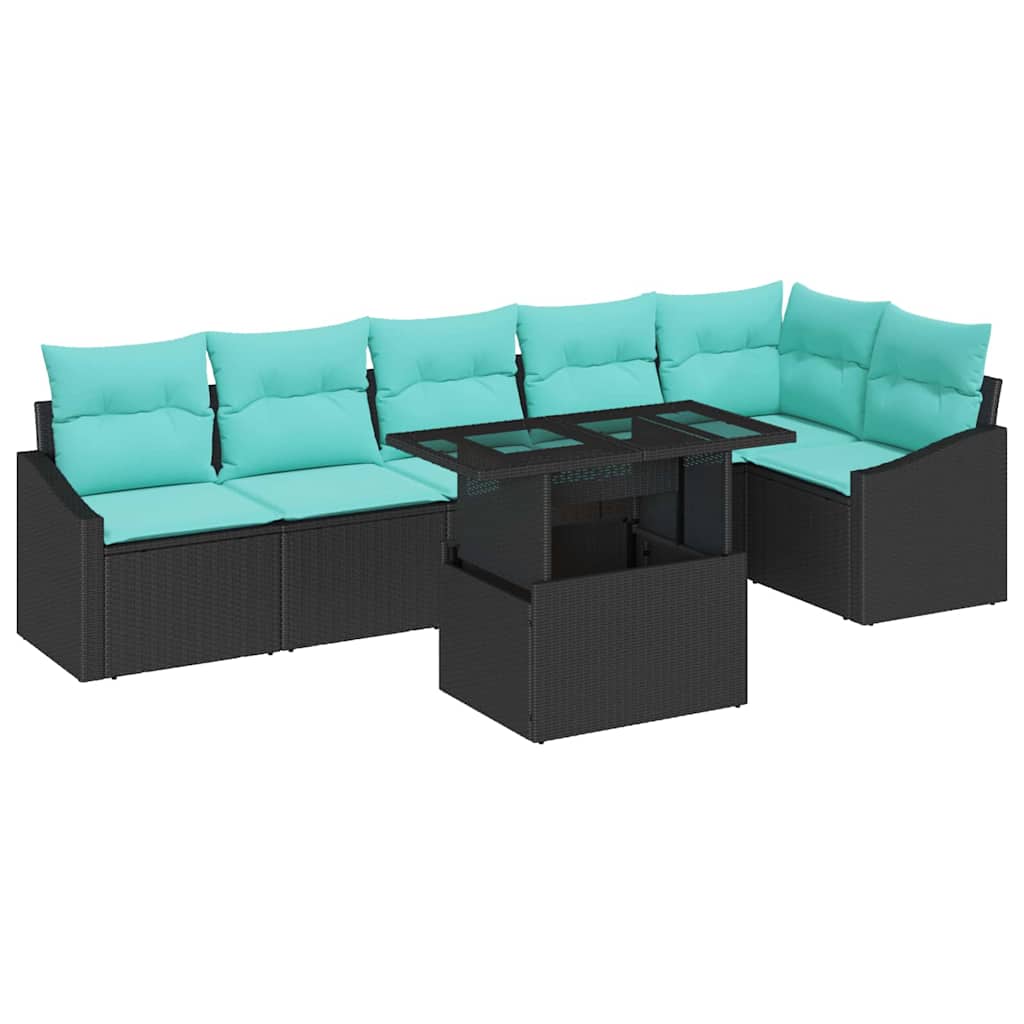 vidaXL Zestaw Sof na Ogród z poduszką 7 pcs czanro-niebieski