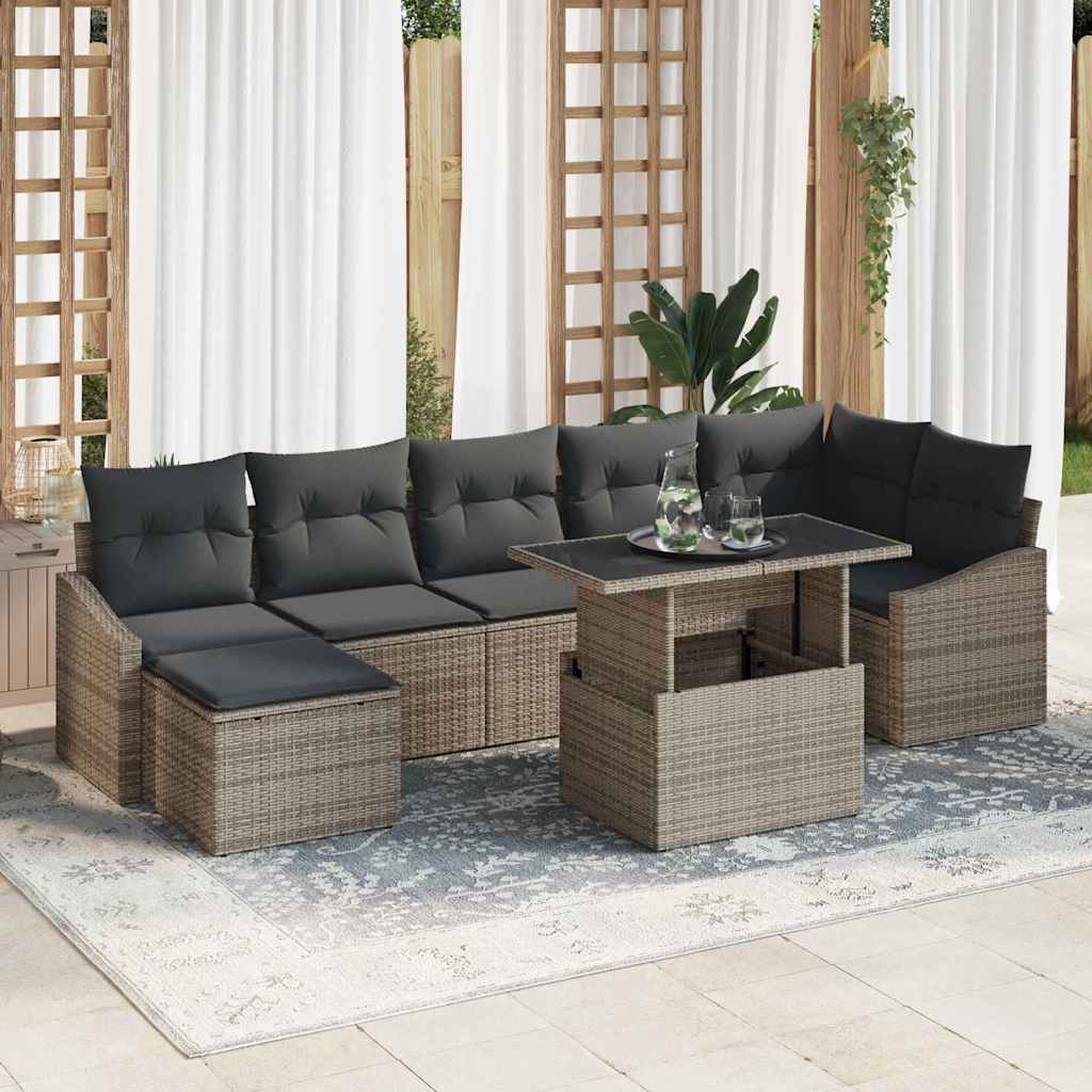 vidaXL Zestaw Sof na Ogród z poduszką 8 pcs Szary polirattan