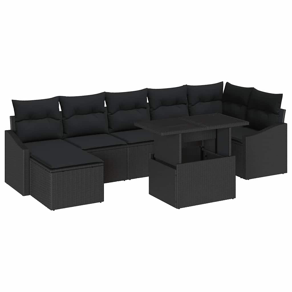 vidaXL Zestaw Sof na Ogród z poduszką 8 pcs Czarny polirattan