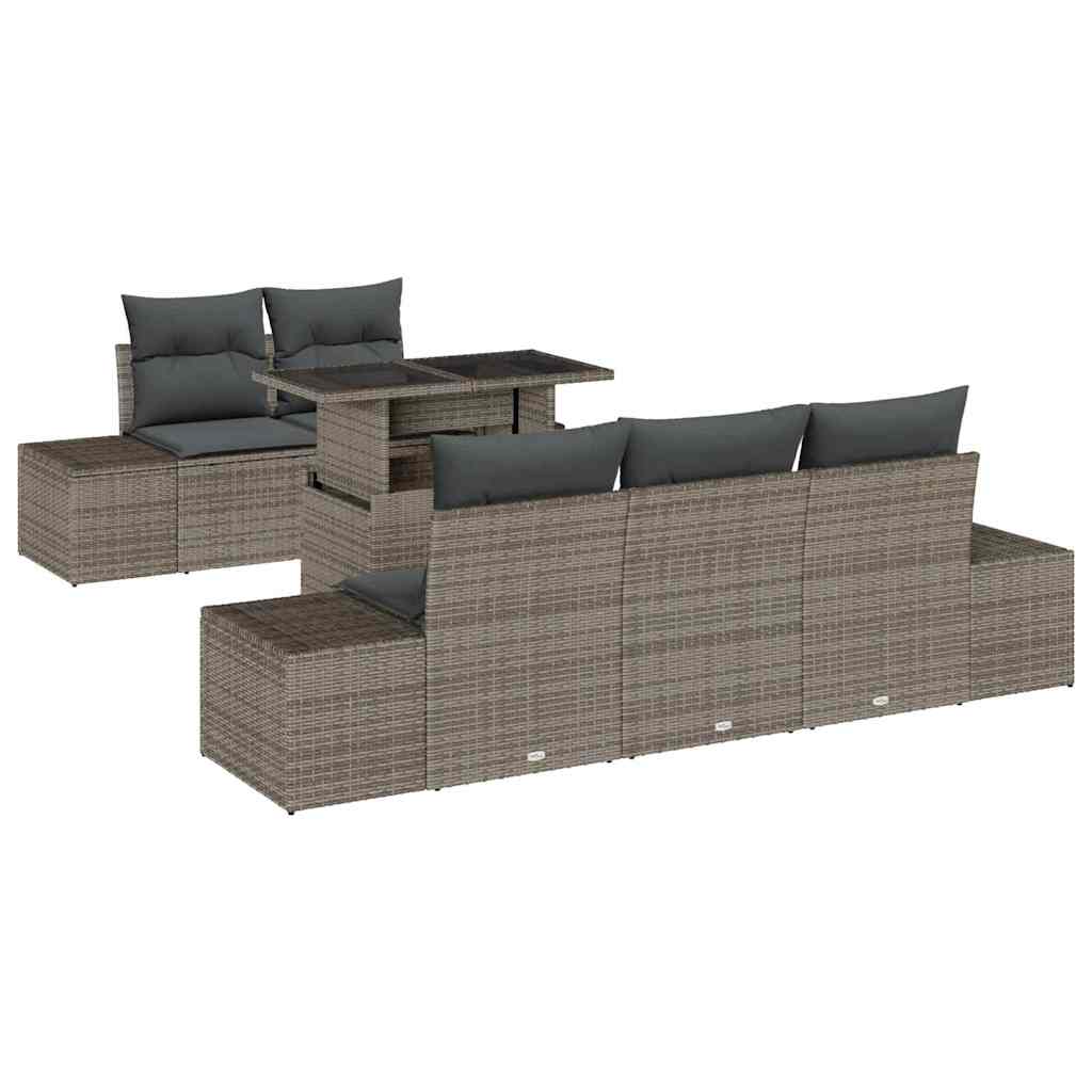 vidaXL Zestaw Sof z poduszką 6 pcs Szary polirattan