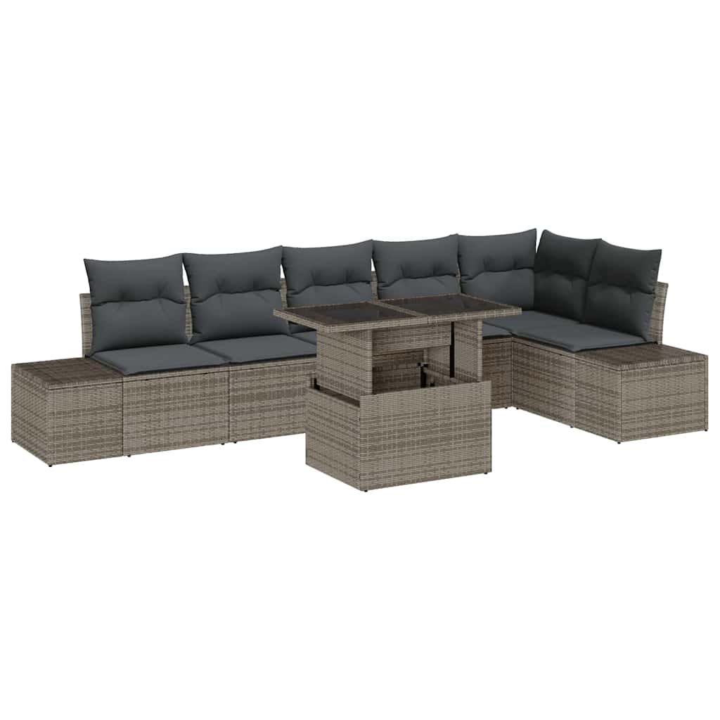 vidaXL Zestaw Sof na Ogród z poduszką z przechowywaniem 7 pcs Szary