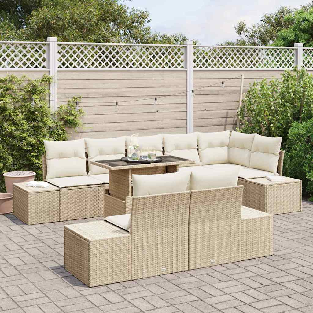 vidaXL Zestaw Sof na Ogród z poduszką 9 pcs beżowo-kremowy