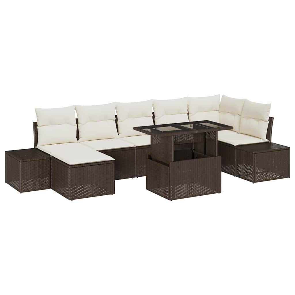 vidaXL Zestaw Sof na Ogród z poduszką 8 pcs Brązowy i kremowy