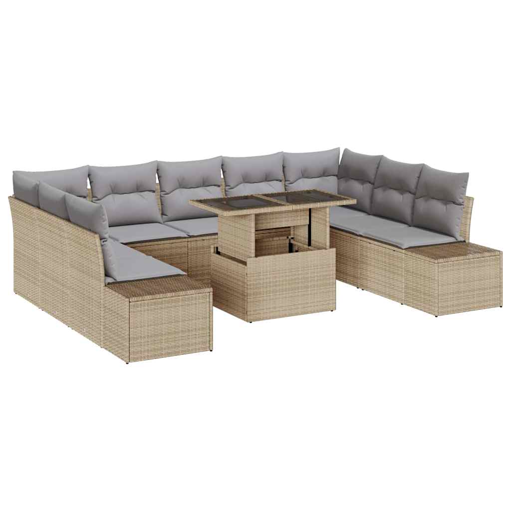 vidaXL Zestaw Sof na Ogród z poduszką 10 pcs beżowo-jasnoszary